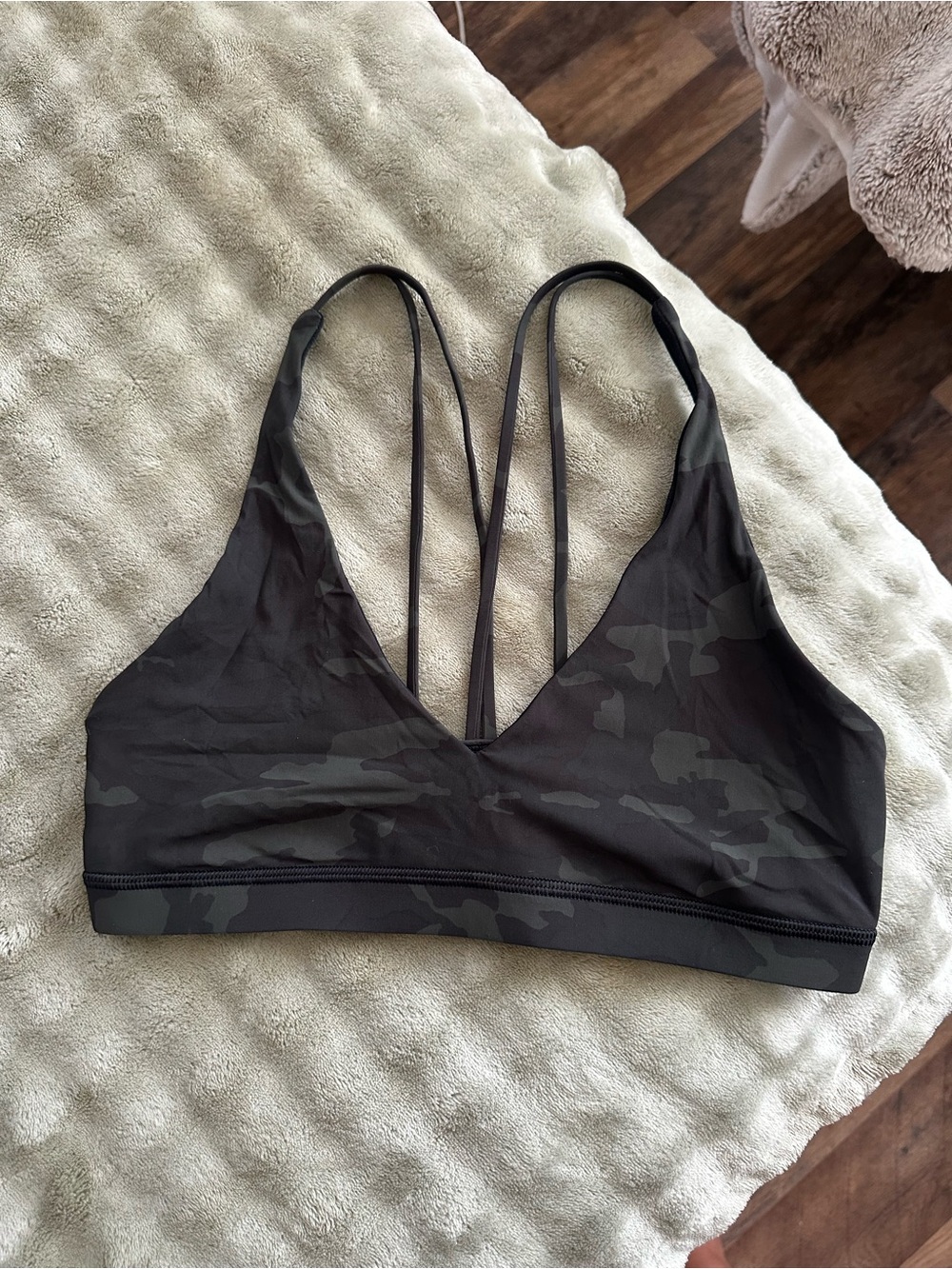 lululemon athletica Black Camo Strappy V-Neck sports bra